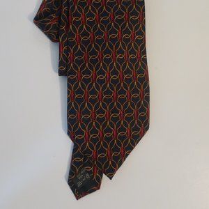 Mens Ermenegildo Zegna Navy Blue Red Brown Print Design Tie *